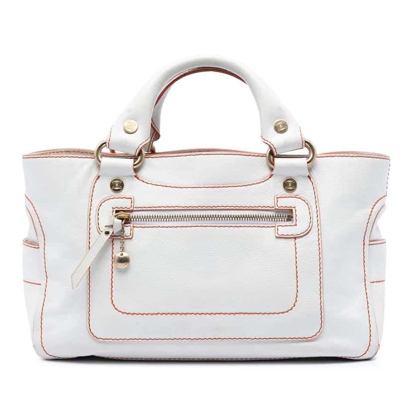 Celine Leather Boogie Handbag White Leather Very good condition - Front View