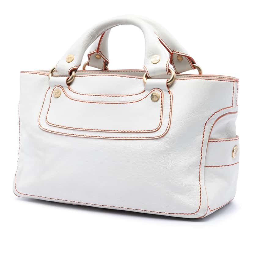 Celine Leather Boogie Handbag White Leather Very good condition - Back View