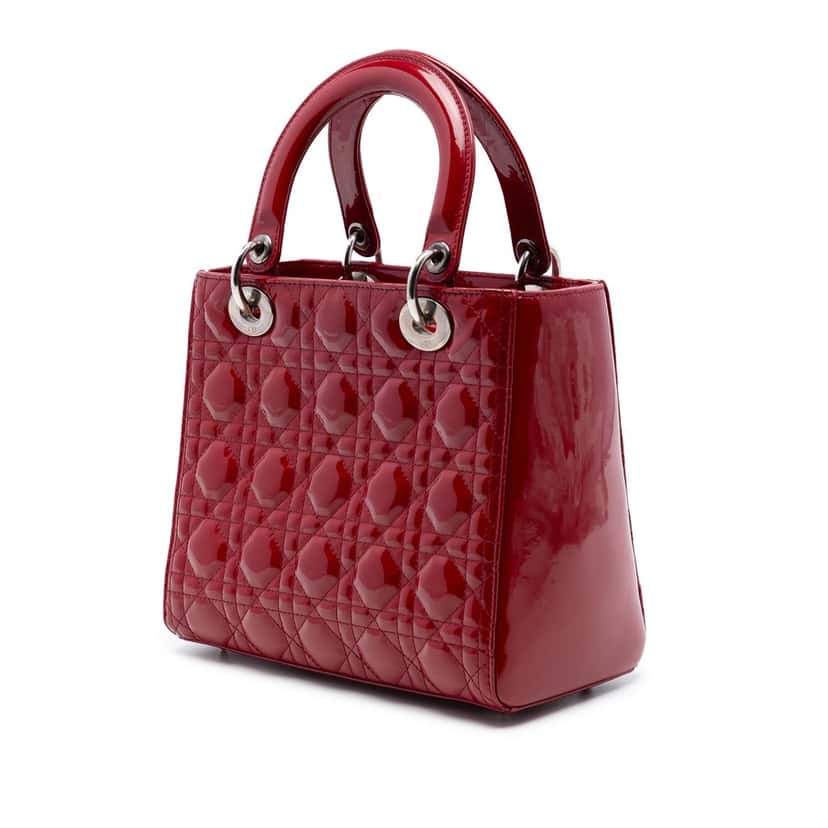 Dior Medium Patent Cannage Lady Dior Red Leather Very good condition - Back View