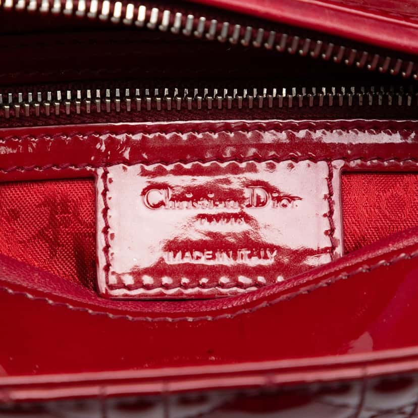 Dior Medium Patent Cannage Lady Dior Red Leather Very good condition - Box View