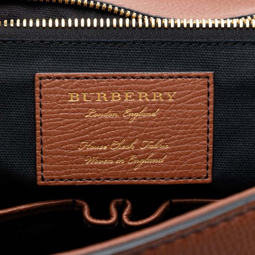 Burberry Leather and House Check Canvas Ethan Business Bag Brown Leather Very good condition - Box View