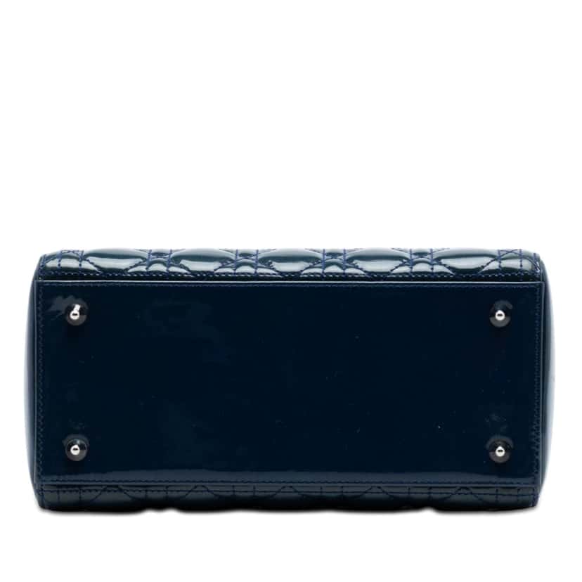 Dior Medium Patent Cannage Lady Dior Blue Leather Very good condition - Inside View