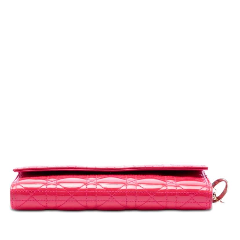 Dior Patent Cannage Lady Dior Wallet On Chain Pink Leather Very good condition - Inside View