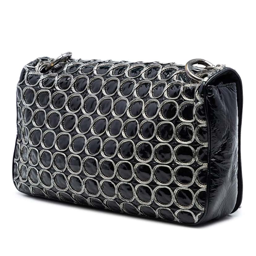 Chanel CC Patent Chain Full Flap Black Leather Very good condition - Back View