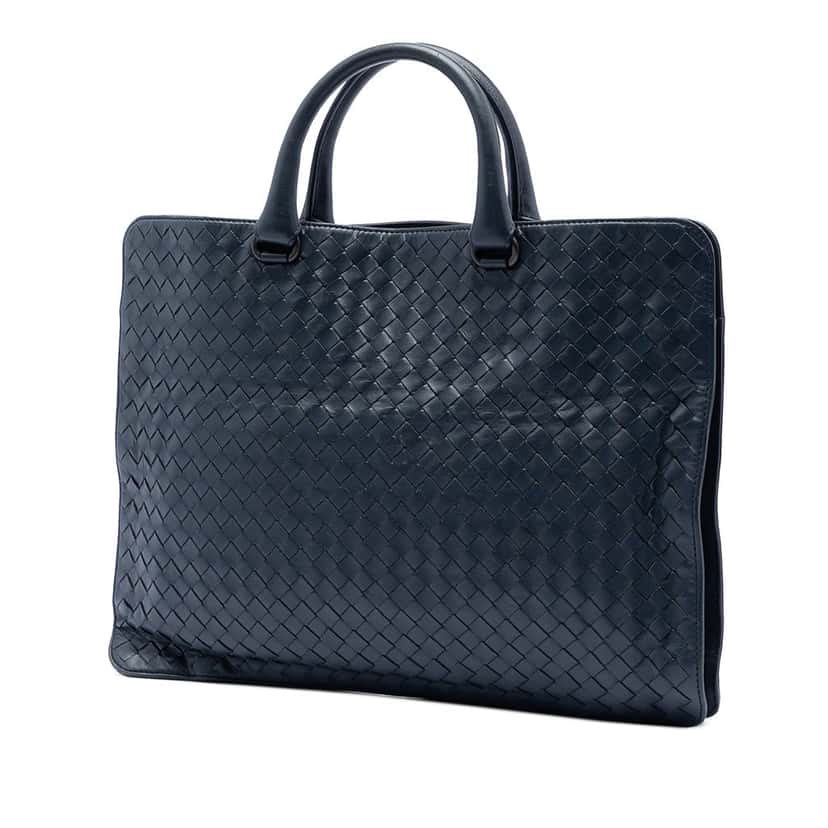 Bottega Veneta Nappa Intrecciato Business Bag Blue Leather Very good condition - Back View