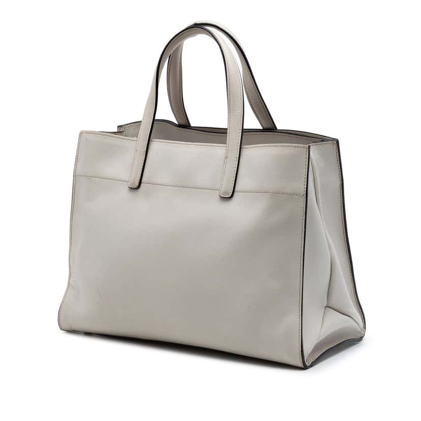 Prada Saffiano Soft Triple Pocket Tote White Leather Very good condition - Back View