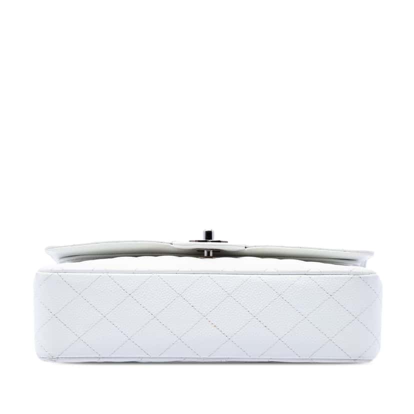 Chanel Medium Classic Caviar Double Flap White Leather Very good condition - Inside View