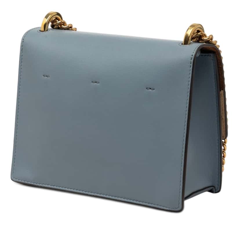 Fendi Small Leather Kan U Chain Shoulder Bag Blue Leather Very good condition - Back View