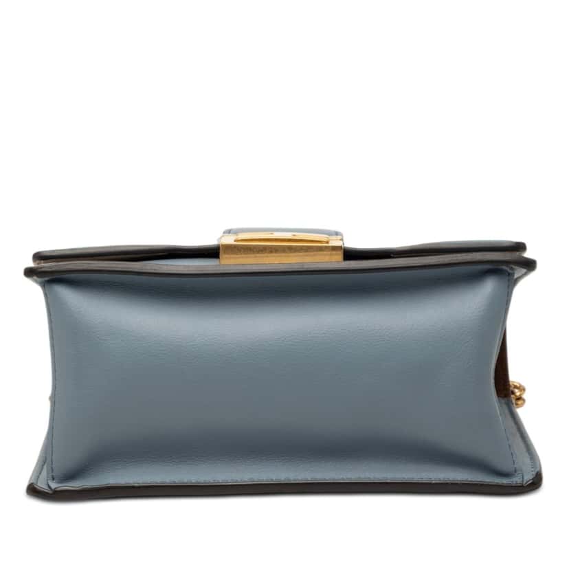 Fendi Small Leather Kan U Chain Shoulder Bag Blue Leather Very good condition - Inside View