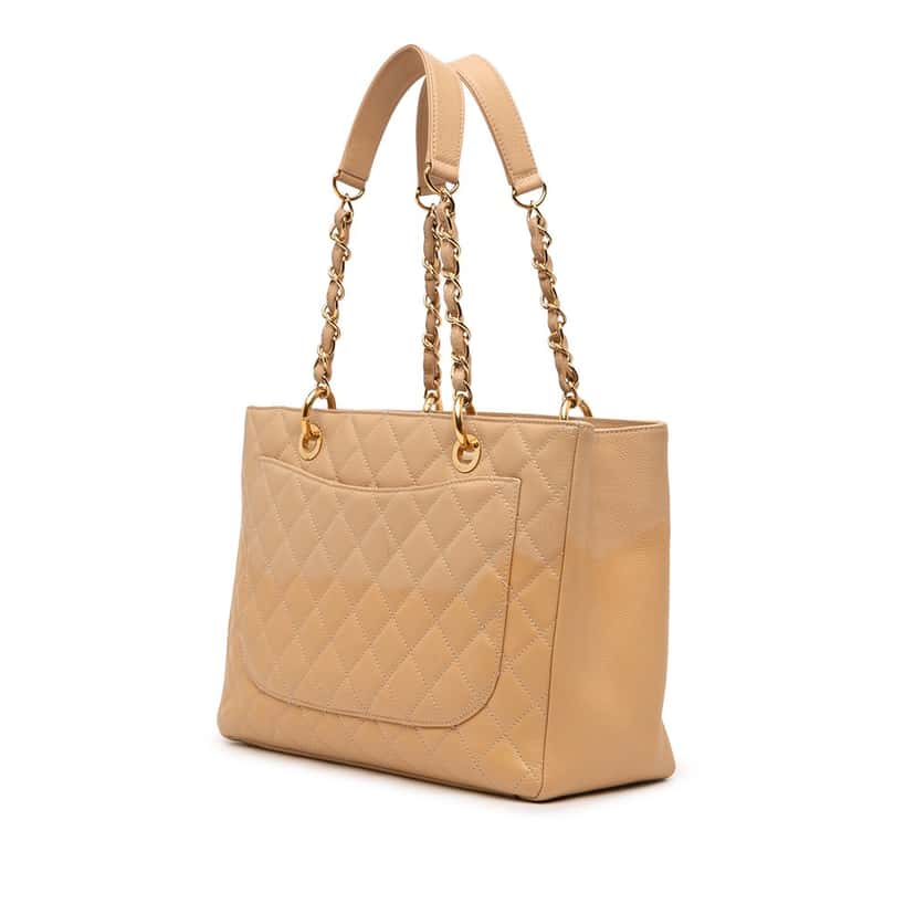 Chanel Caviar Grand Shopping Tote Beige Leather Very good condition - Back View