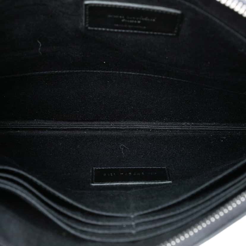 Saint Laurent Grained Leather Zip Clutch Black Leather Very good condition - Model View