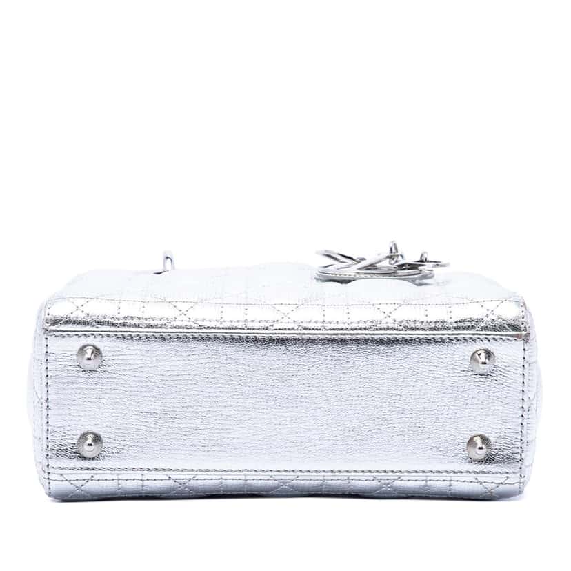 Dior Small Metallic Grained Calfskin Cannage My ABCDior Lady Dior Silver Leather Very good condition - Inside View