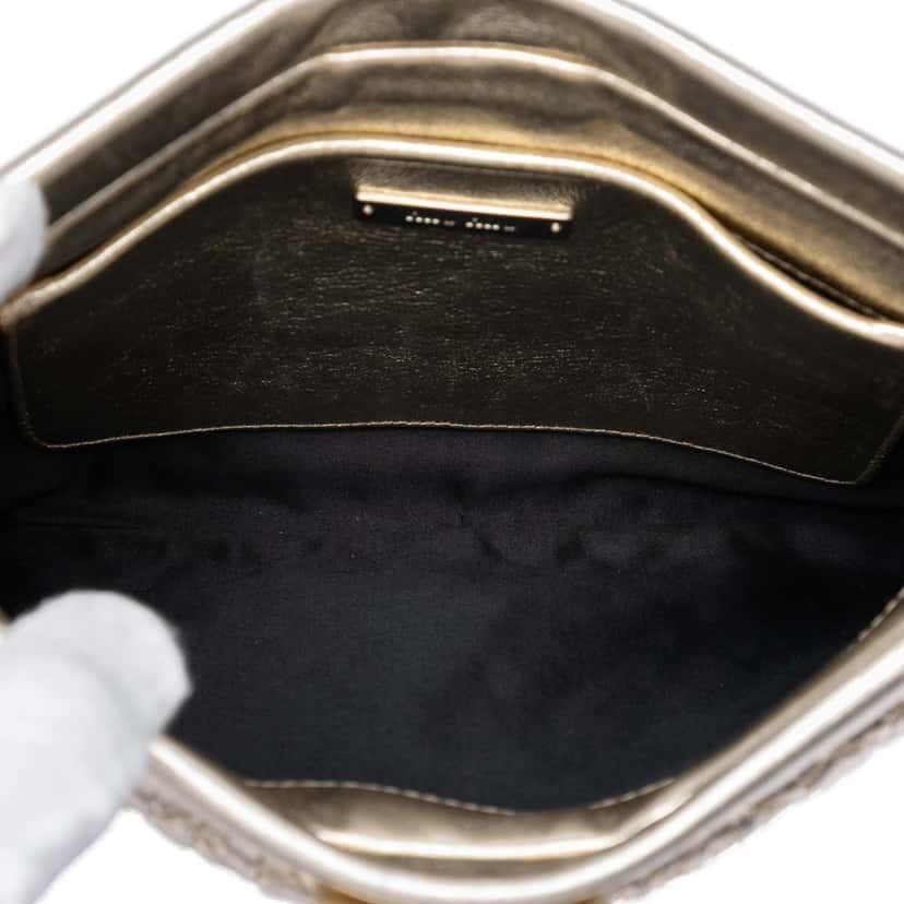 Miu Miu Matelasse Nappa Frame Crystal Chain Shoulder Bag Silver Leather Very good condition - Model View