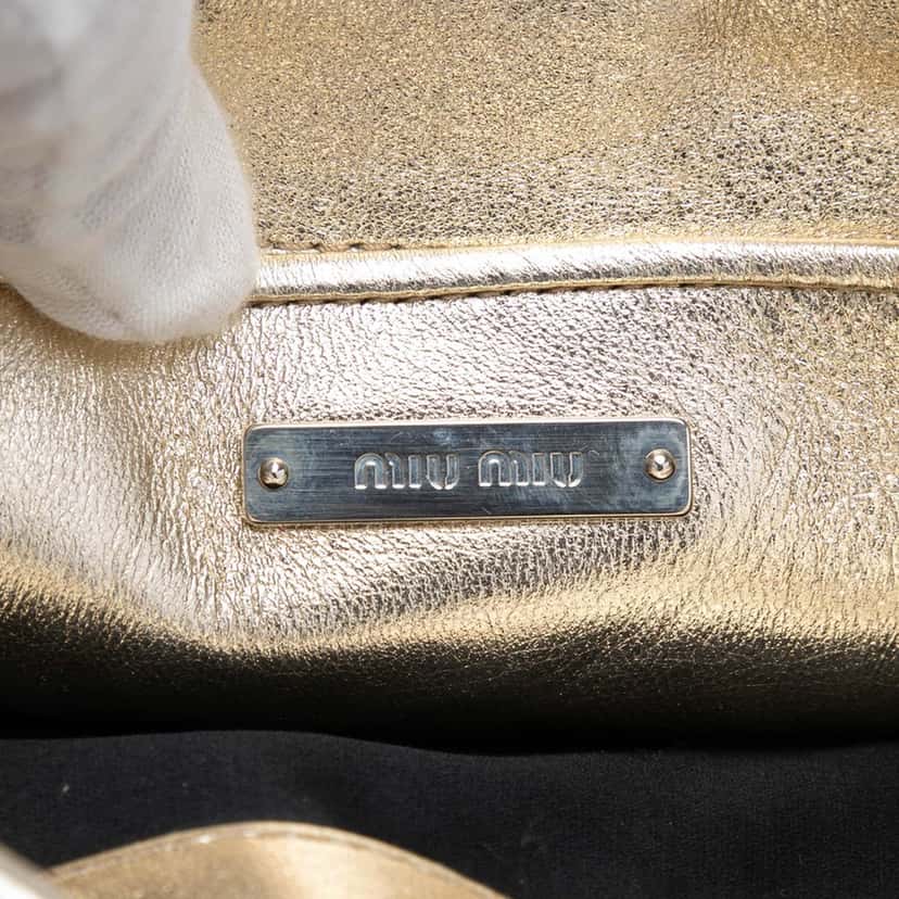 Miu Miu Matelasse Nappa Frame Crystal Chain Shoulder Bag Silver Leather Very good condition - Box View
