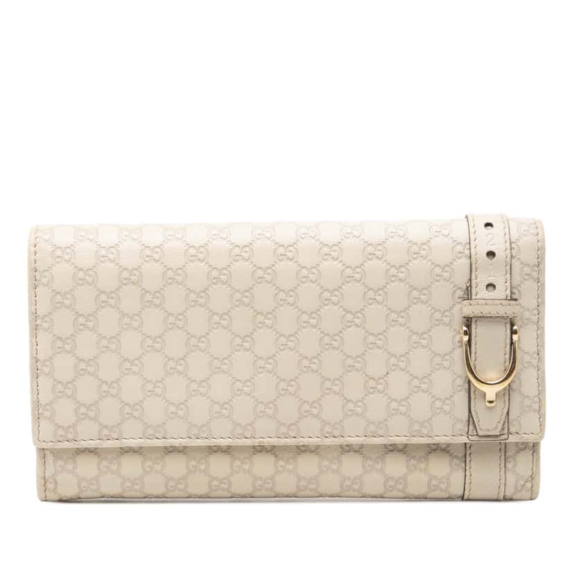 Gucci Microguccissima Nice Long Wallet White Leather Very good condition - Front View