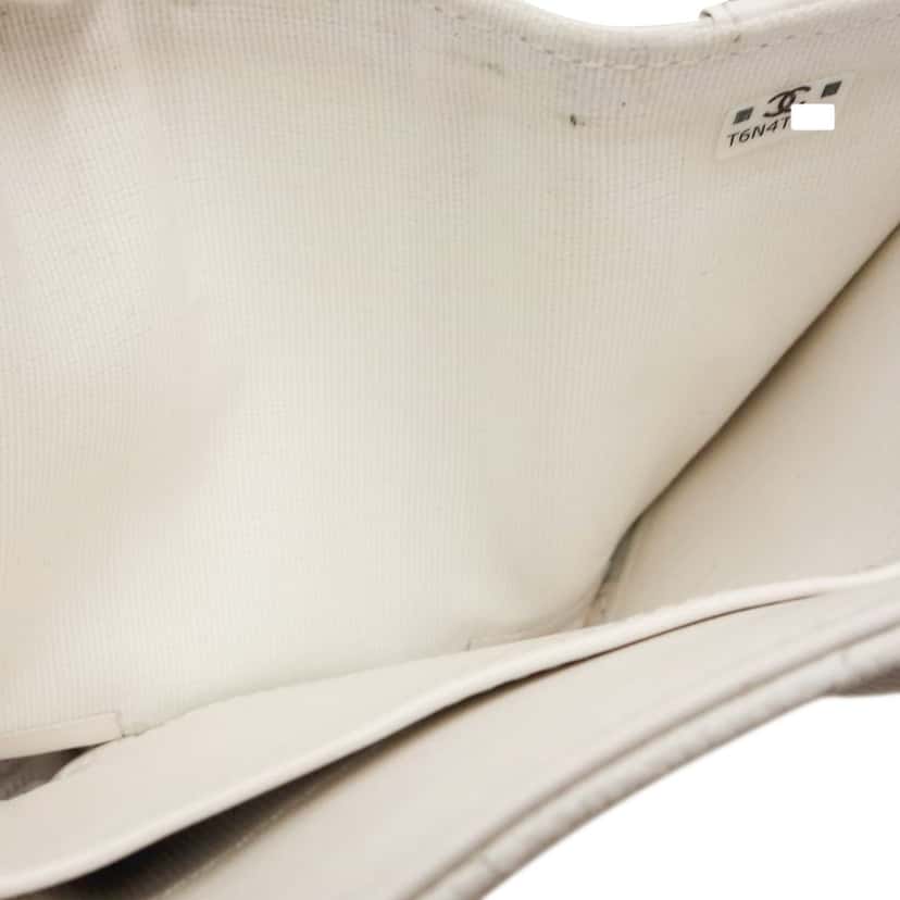 Chanel CC Quilted Caviar Flap Card Holder Wallet White Leather Very good condition - Box View