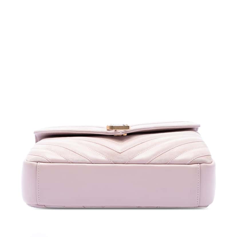 Saint Laurent Medium Calfskin and Suede Chevron Monogram College Satchel Pink Leather Very good condition - Inside View