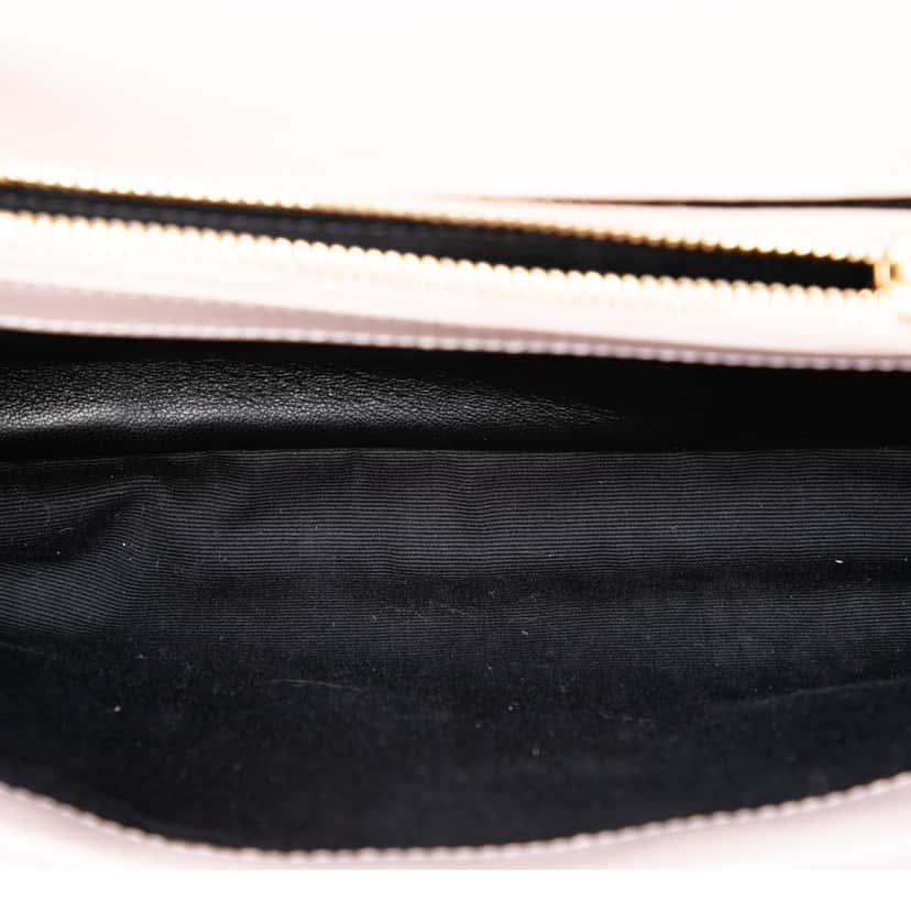 Saint Laurent Medium Calfskin and Suede Chevron Monogram College Satchel Pink Leather Very good condition - Model View
