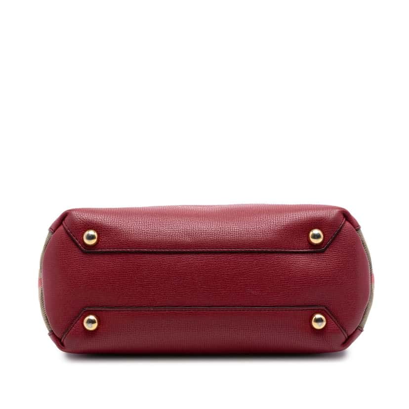 Burberry Small Grainy Calfskin and House Check Banner Satchel Red Leather Very good condition - Inside View