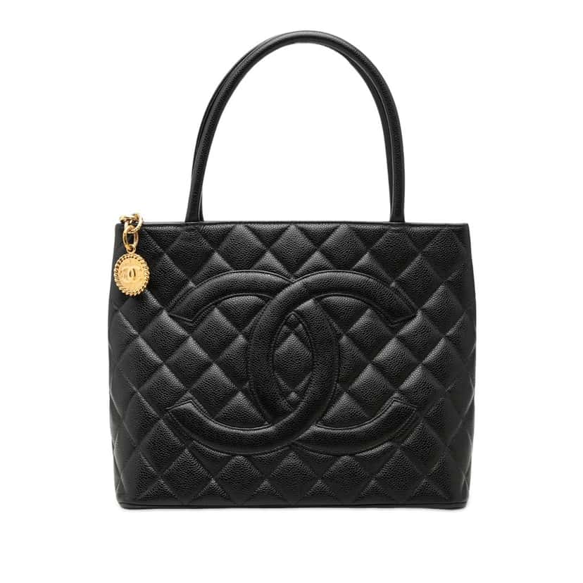 Chanel Caviar Medallion Tote Black Leather Very good condition - Front View