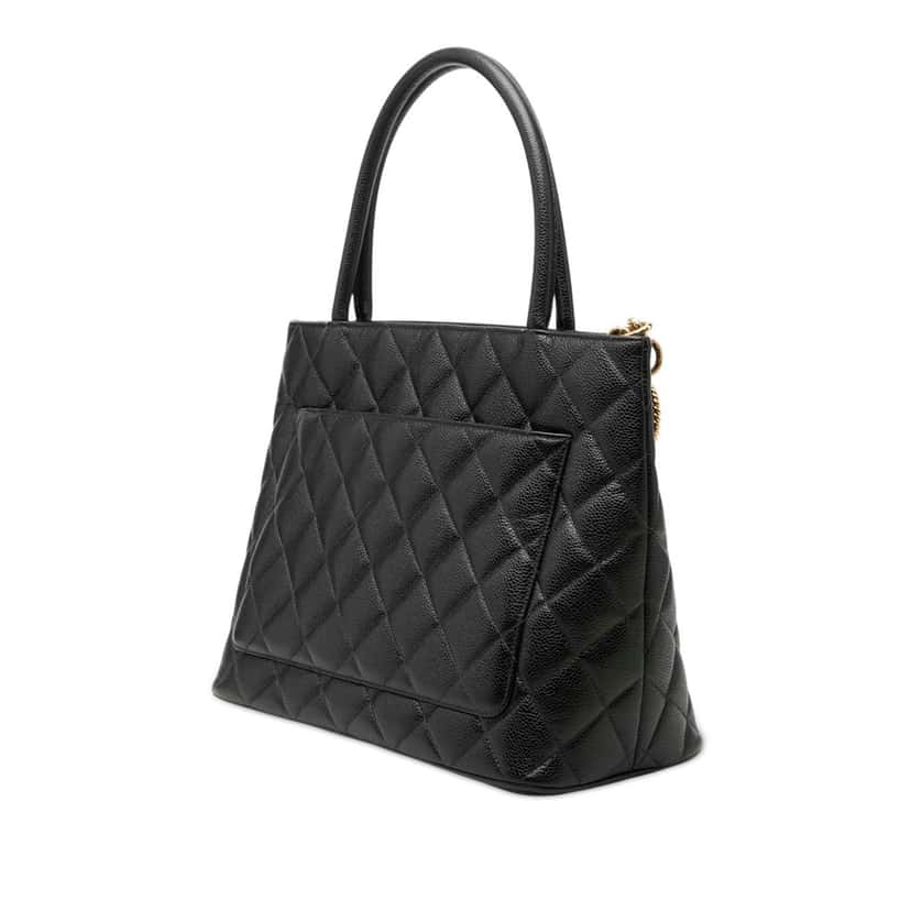 Chanel Caviar Medallion Tote Black Leather Very good condition - Back View