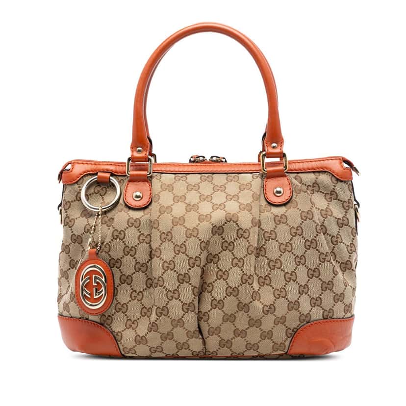 Gucci GG Canvas Sukey Satchel Beige Very good condition - Front View