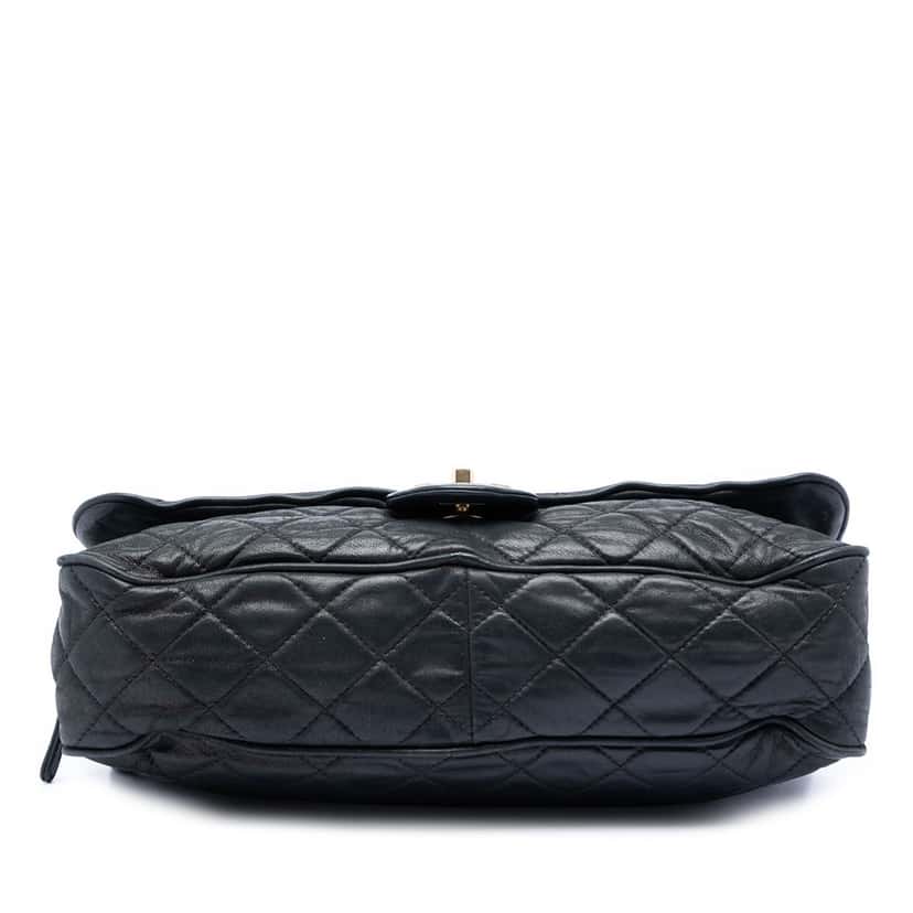 Chanel Large Quilted Iridescent Calfskin Shiva Flap Black Leather Very good condition - Inside View