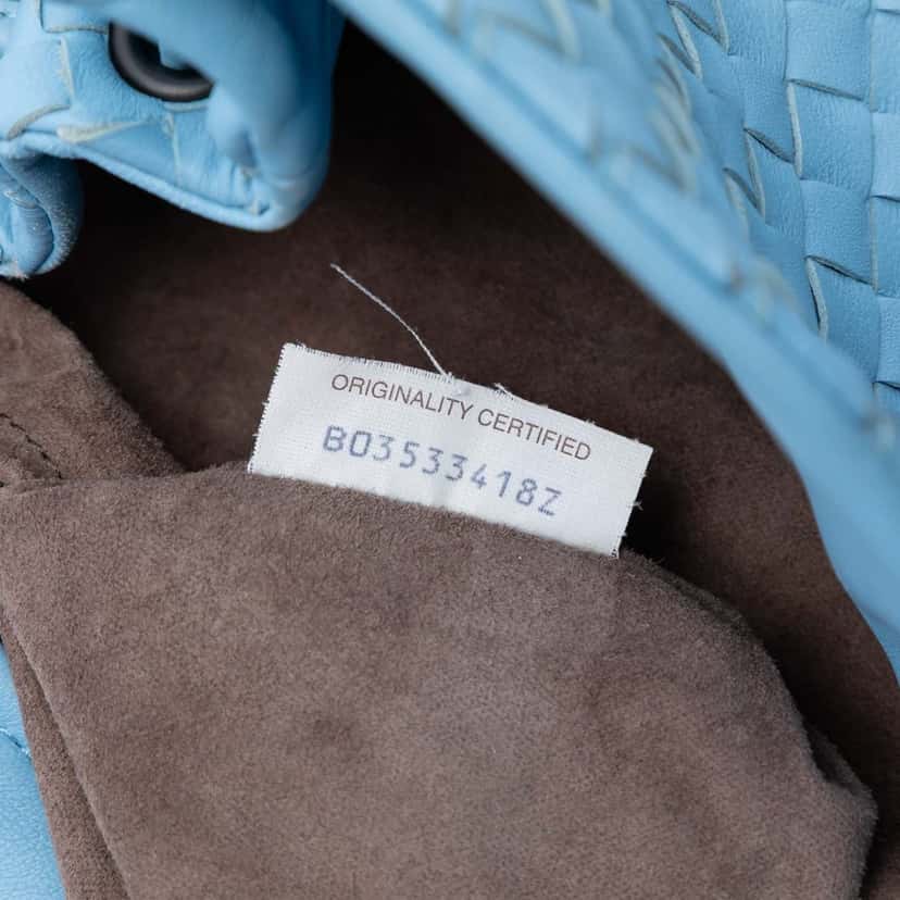 Bottega Veneta Nappa Intrecciato Flap Crossbody Blue Leather Very good condition - Box View