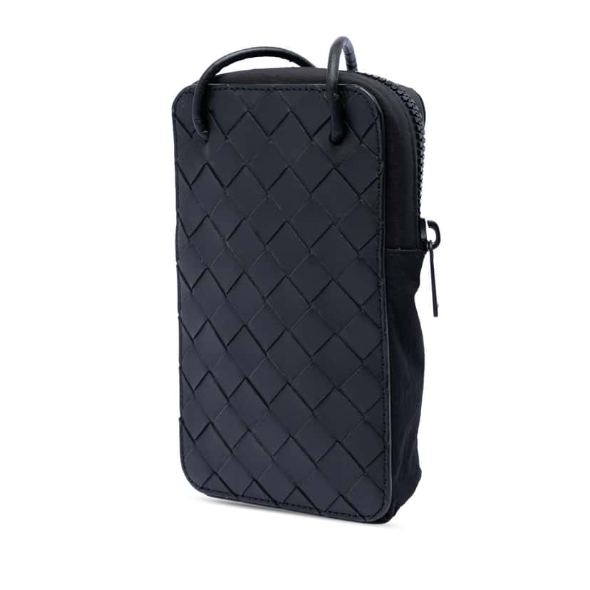 Bottega Veneta Nappa Intrecciato and Nylon Multifunction Case Black Leather Very good condition - Back View