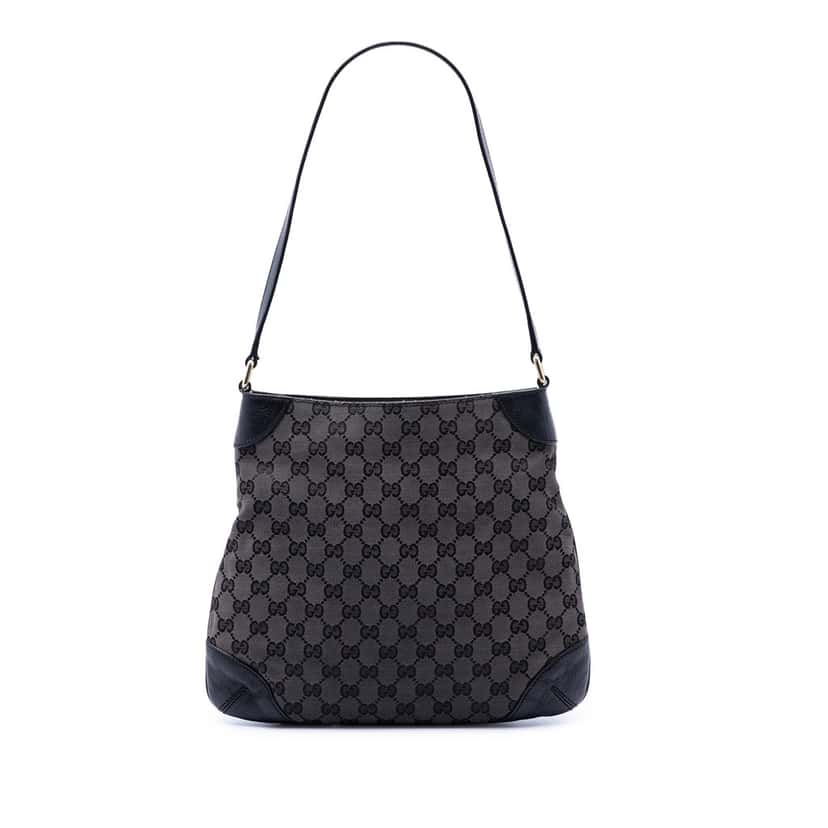 Gucci GG Canvas Shoulder Bag Black Very good condition - Front View