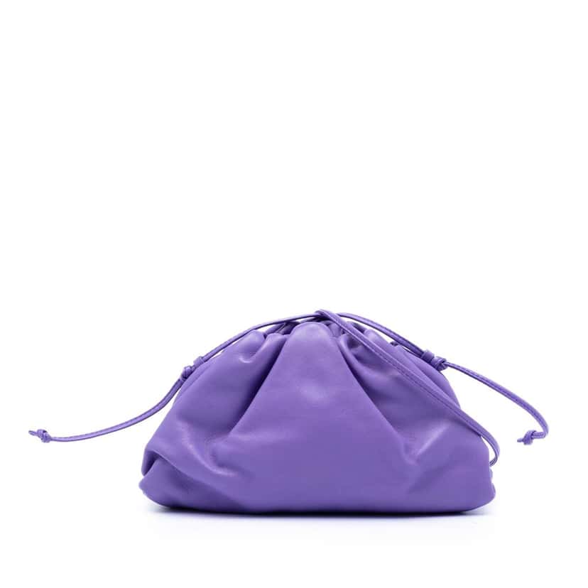 Bottega Veneta Lambskin The Mini Pouch Crossbody Purple Leather Very good condition - Front View