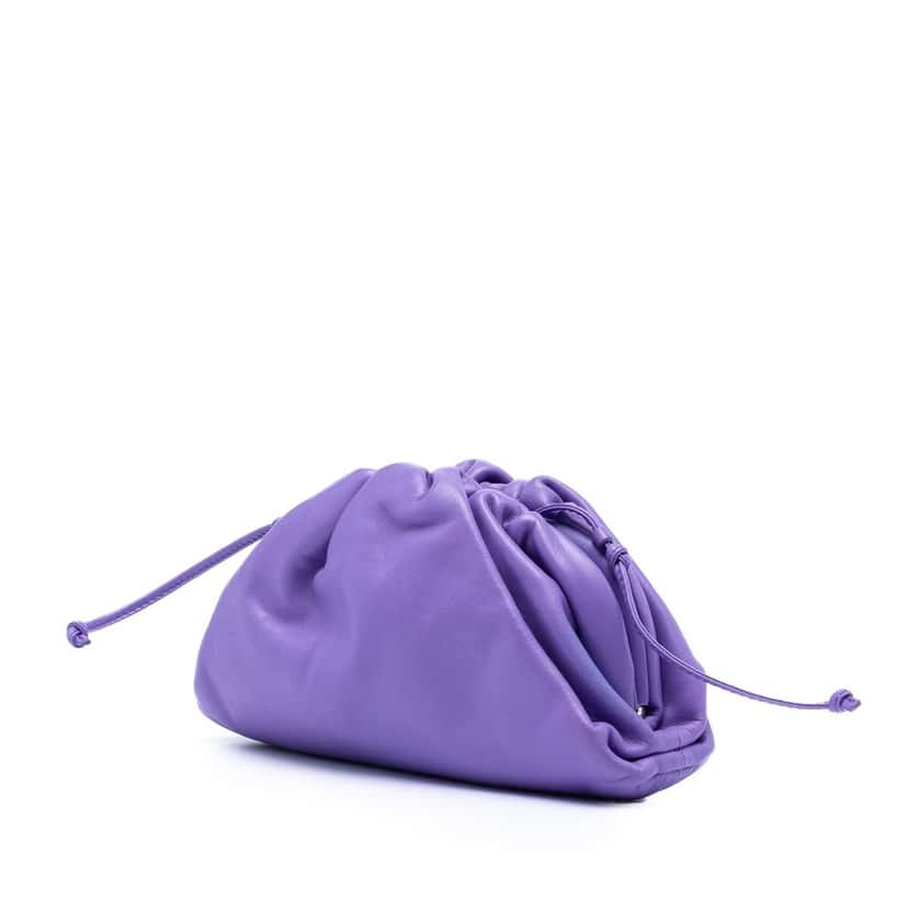 Bottega Veneta Lambskin The Mini Pouch Crossbody Purple Leather Very good condition - Back View