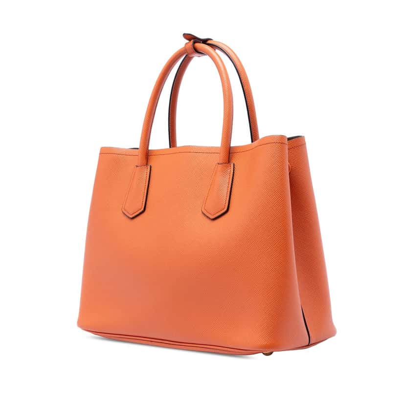 Prada Medium Saffiano Cuir Double Handle Satchel Orange Leather Very good condition - Back View