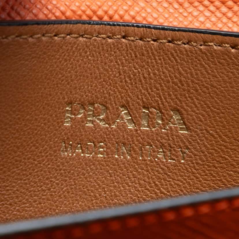 Prada Medium Saffiano Cuir Double Handle Satchel Orange Leather Very good condition - Box View