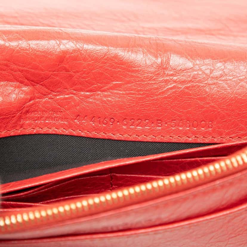 Balenciaga Chevre Motocross Metallic Edge Wallet on Chain Red Leather Very good condition - Box View