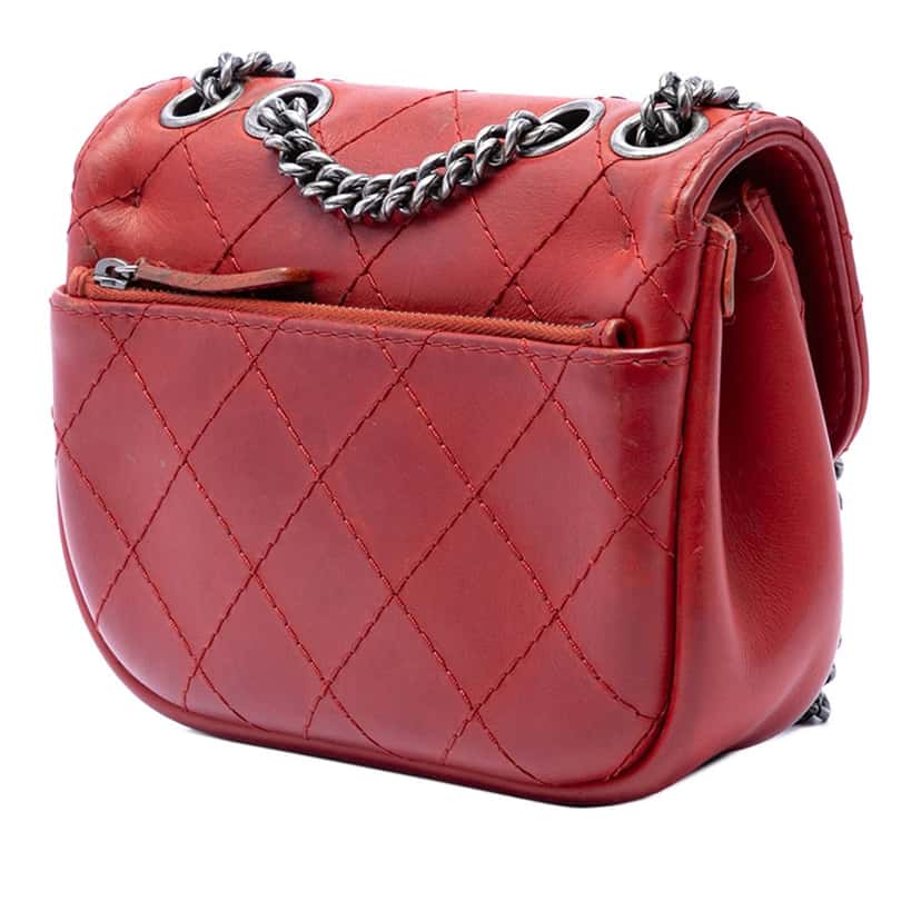 Chanel Paris Dallas Goatskin Wild Stitch Flap Red Leather Very good condition - Back View