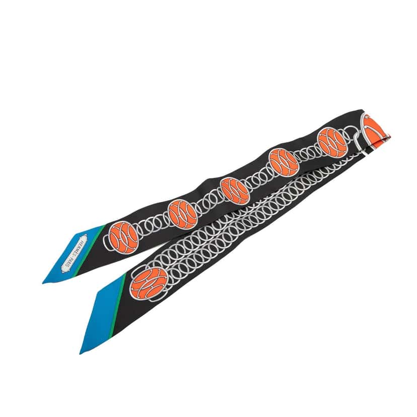 Hermès Lift Profile Silk Twilly Scarf Black Never worn - Front View