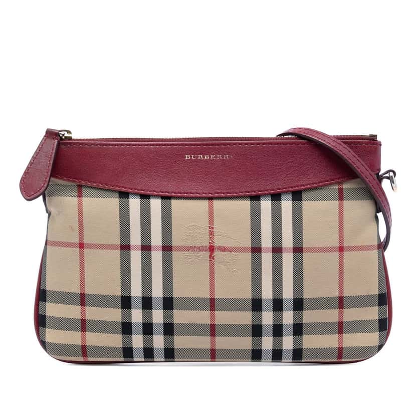 Burberry Haymarket Check Canvas Peyton Crossbody Beige Very good condition - Front View