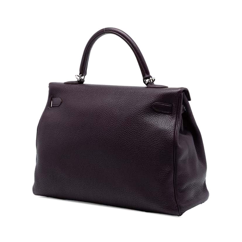 Hermès Clemence Kelly II Retourne 35 Purple Leather Very good condition - Back View