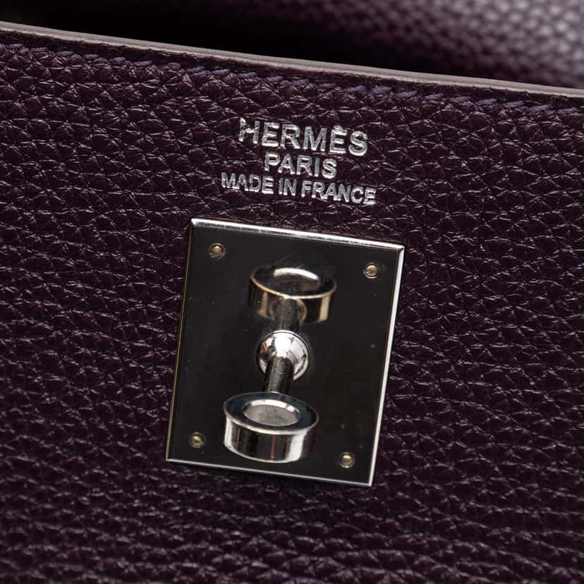 Hermès Clemence Kelly II Retourne 35 Purple Leather Very good condition - Box View