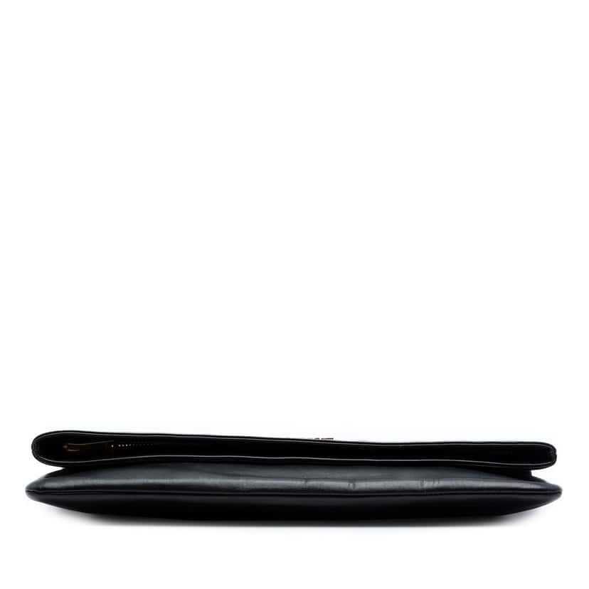 Saint Laurent Leather Letters Fold Over Clutch Black Leather Very good condition - Inside View