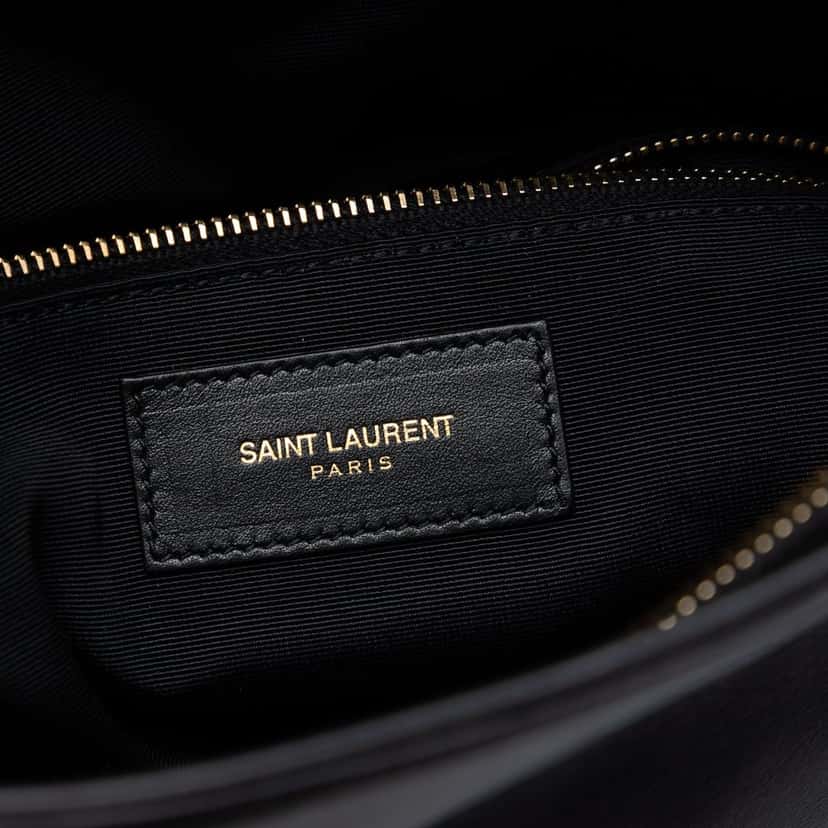 Saint Laurent Leather Letters Fold Over Clutch Black Leather Very good condition - Box View