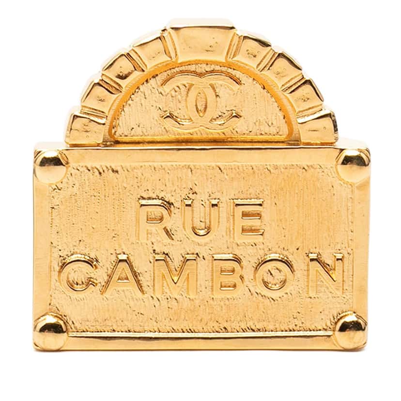 Chanel CC Gold Plated Rue Cambon Dome Brooch Gold Metal Very good condition - Front View