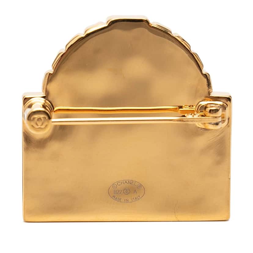 Chanel CC Gold Plated Rue Cambon Dome Brooch Gold Metal Very good condition - Back View