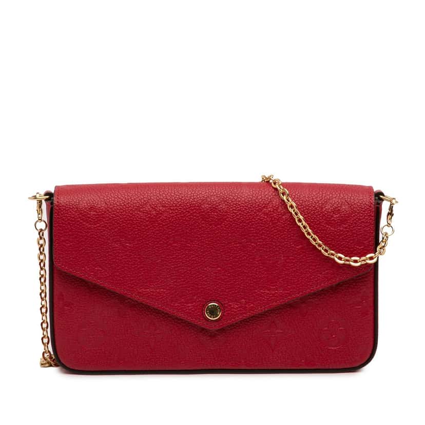 Louis Vuitton Monogram Empreinte Pochette Felicie Red Leather Very good condition - Front View