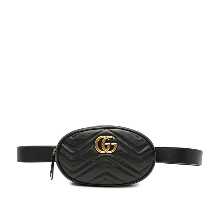 Gucci GG Marmont Matelasse Leather Belt Bag Black Leather Very good condition - Front View