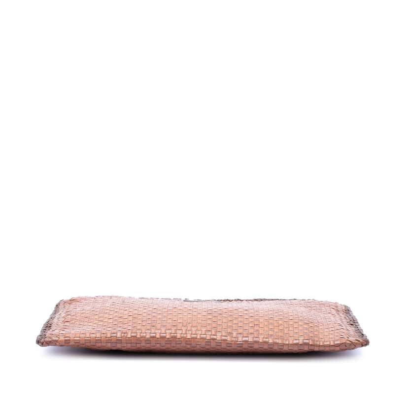 Prada Woven Goatskin Madras Clutch Brown Leather Very good condition - Inside View