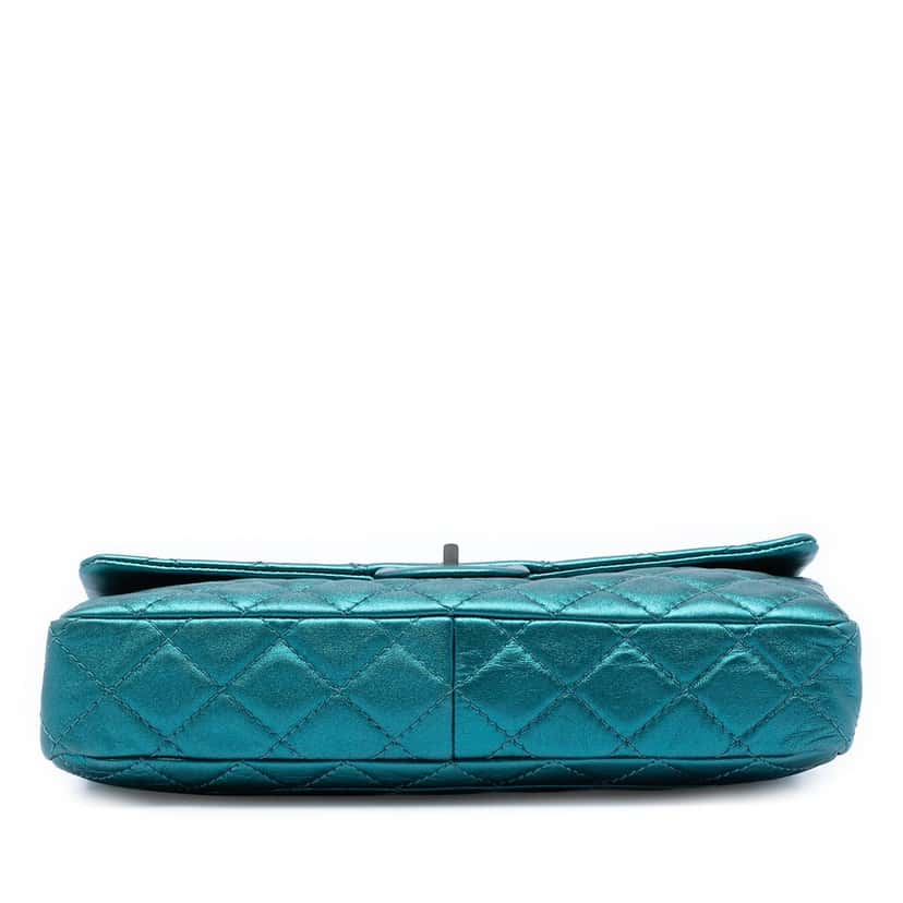 Chanel Quilted Metallic Calfskin Reissue 2.55 Flap 226 Blue Leather Very good condition - Inside View