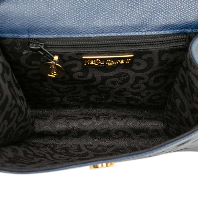 Saint Laurent Embossed Leather Arabesque Crossbody Blue Leather Very good condition - Model View