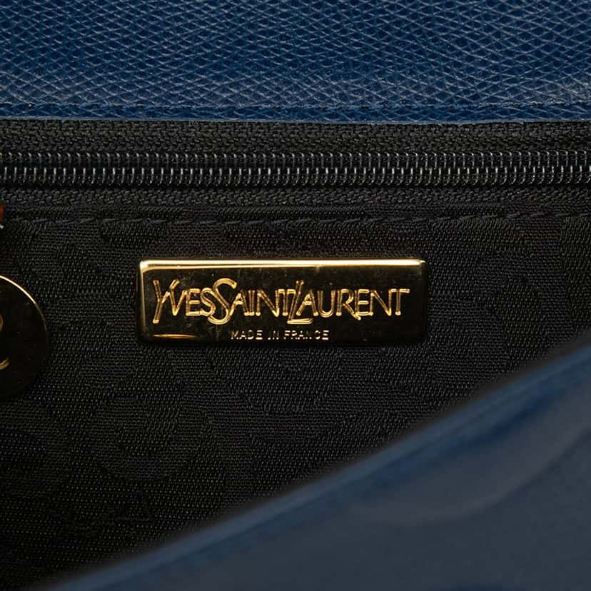 Saint Laurent Embossed Leather Arabesque Crossbody Blue Leather Very good condition - Box View